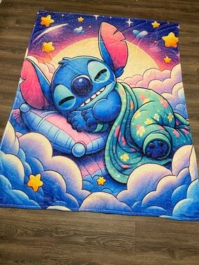 Stitch Plush Sleep sleeping Blanket - Blue, Pink, Green comfort naptime throw